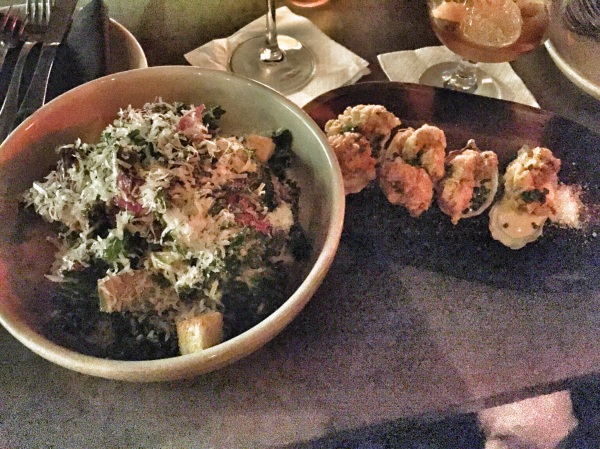 Ichabod's Kale salad and Fried oysters